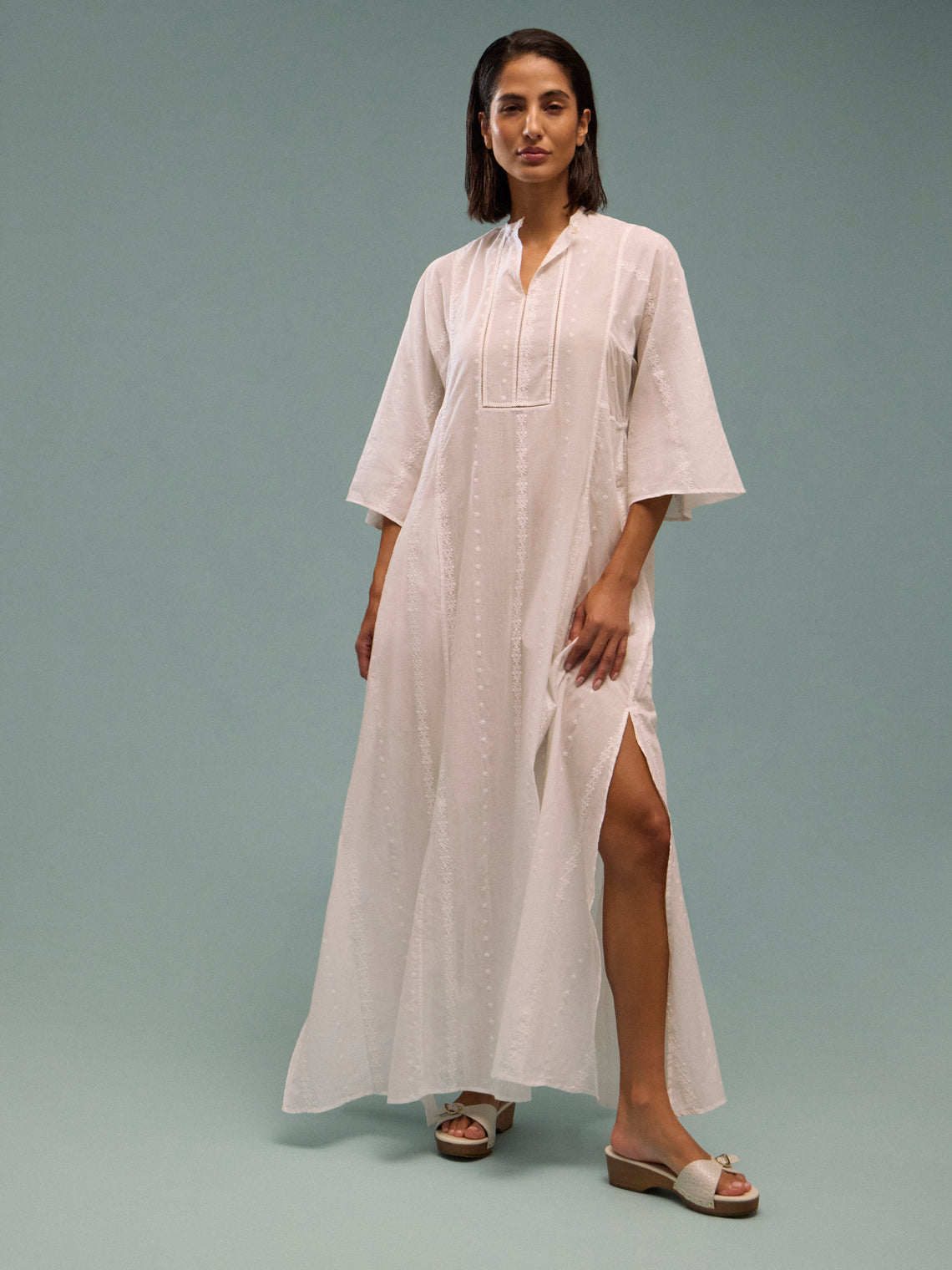 Thierry Colson - The Rachel Cotton Kaftan - White - ABASK