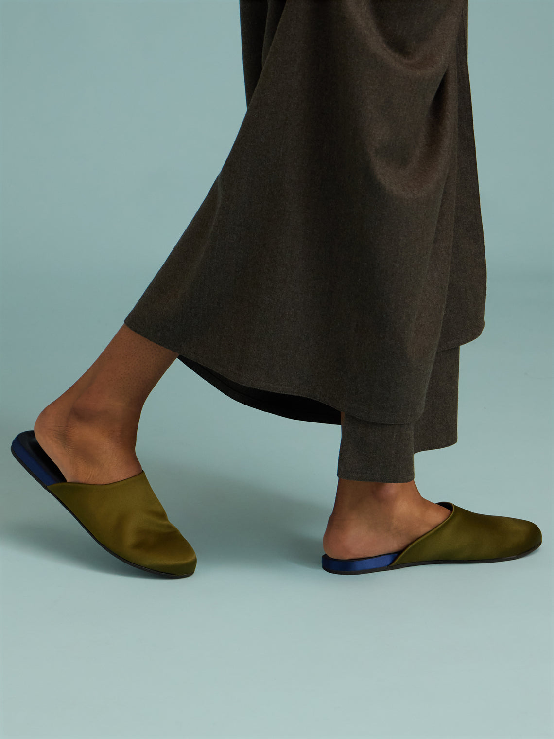 Ancient Greek Sandals - Satin Slippers - Khaki - ABASK