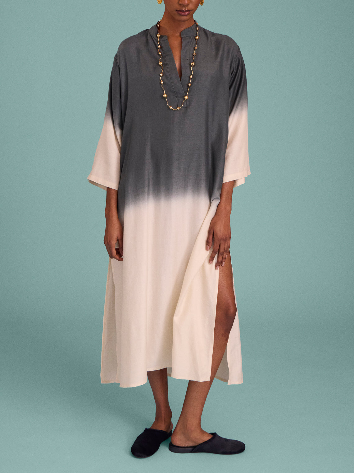 Me & K - Ombré Cashmere Kaftan | Size: S - Ivory - ABASK