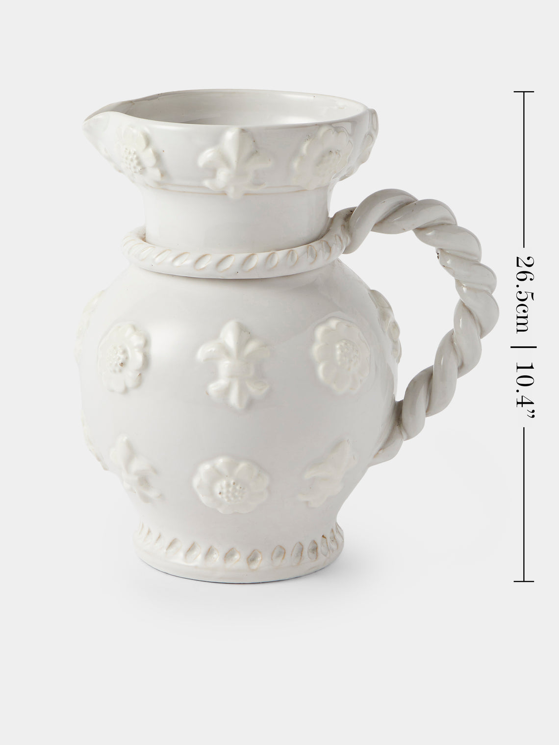 Antique and Vintage - 1940s Émile Tessier Ceramic Rope-Handled Vase (10.5in/26.5cm) - White - ABASK