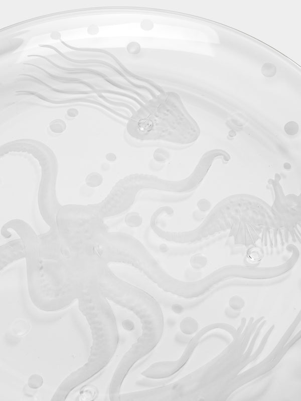 Artel - Frutti di Mare Hand-Engraved Crystal Dessert Plate -  - ABASK