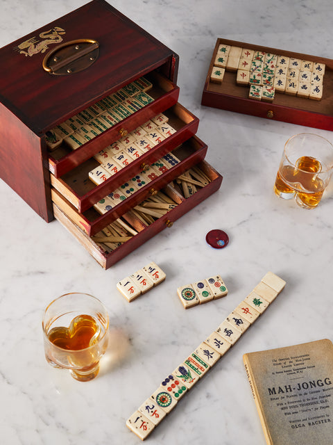 Antique and Vintage - 1924 Chinese Dragon Wood Mahjong Set -  - ABASK