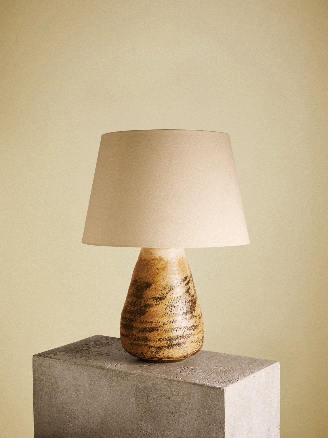 Peter Speliopoulos Projects - Hand-Glazed Stoneware Table Lamp - Beige - ABASK