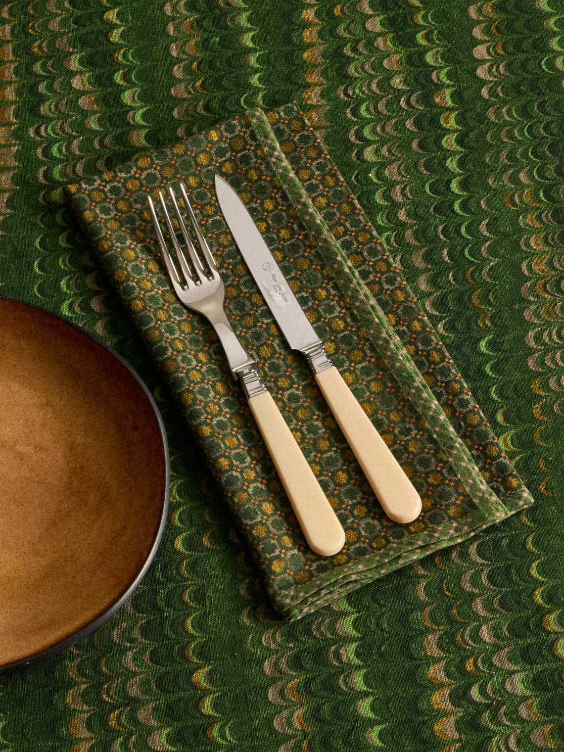 D'Ascoli - | Set of 4 | Prosperine Printed Napkins - Green - ABASK