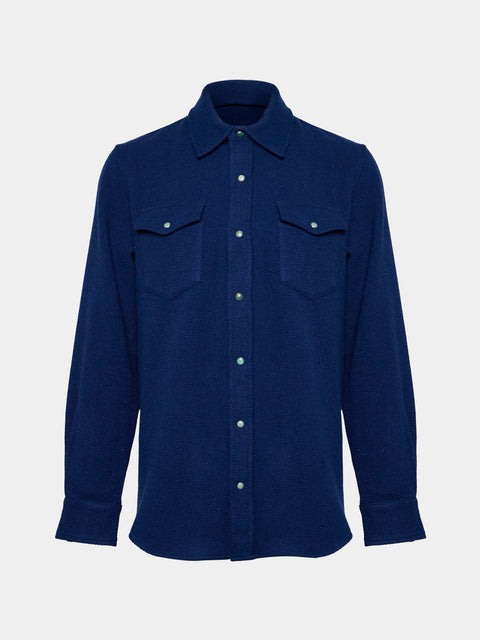 God's True Cashmere - Blue Lagoon Cashmere Shirt | Size: S - Blue - ABASK - 