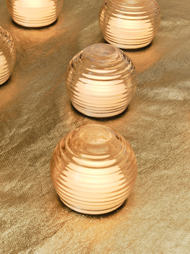 Green Wolf Lighting - Gold Fleck Curve Hand-Blown Murano Glass Portable Table Light - Clear - ABASK