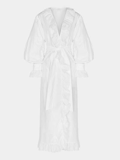 Loretta Caponi - Ursula Embroidered Cotton Dress - White - ABASK - 