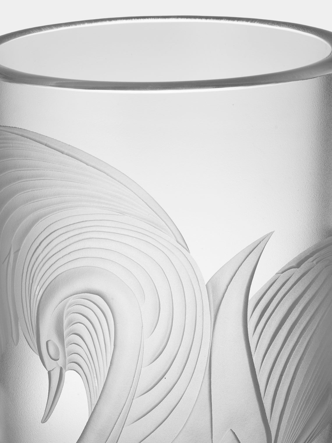 Antique and Vintage - 20th-Century Lalique Swan Crystal Vase (14in/35.5cm) - Clear - ABASK