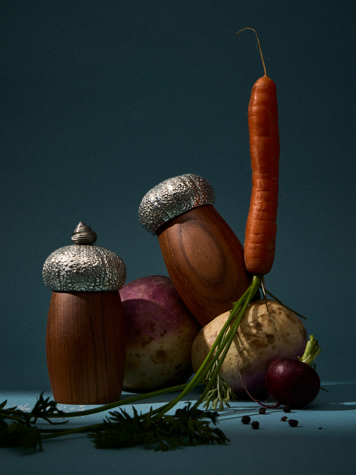Au Bain Marie - | Set of 2 | Sea Urchin Wood and Pewter Salt & Pepper Mills - Brown - ABASK
