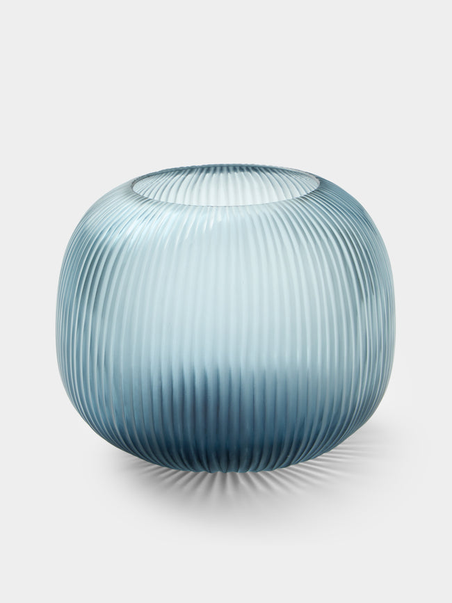 Micheluzzi Glass - Riccio Oceano Coste Hand-Blown Murano Glass Vase (8in/20cm) - Blue - ABASK - 