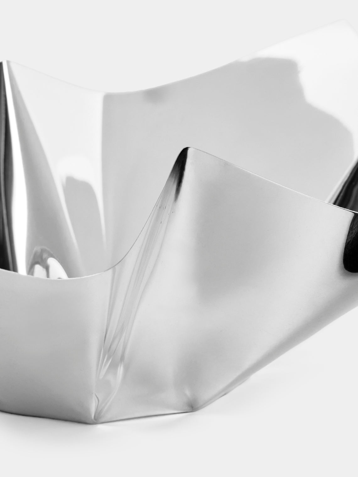 San Lorenzo - 1993 Afra and Tobia Scarpa Cartoccio Pure Silver Bowl with Tips (11in/28cm) - Silver - ABASK