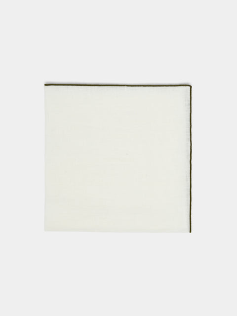 Madre Linen - Contrast Edge Linen Napkin (Set of 4) - White - ABASK - 