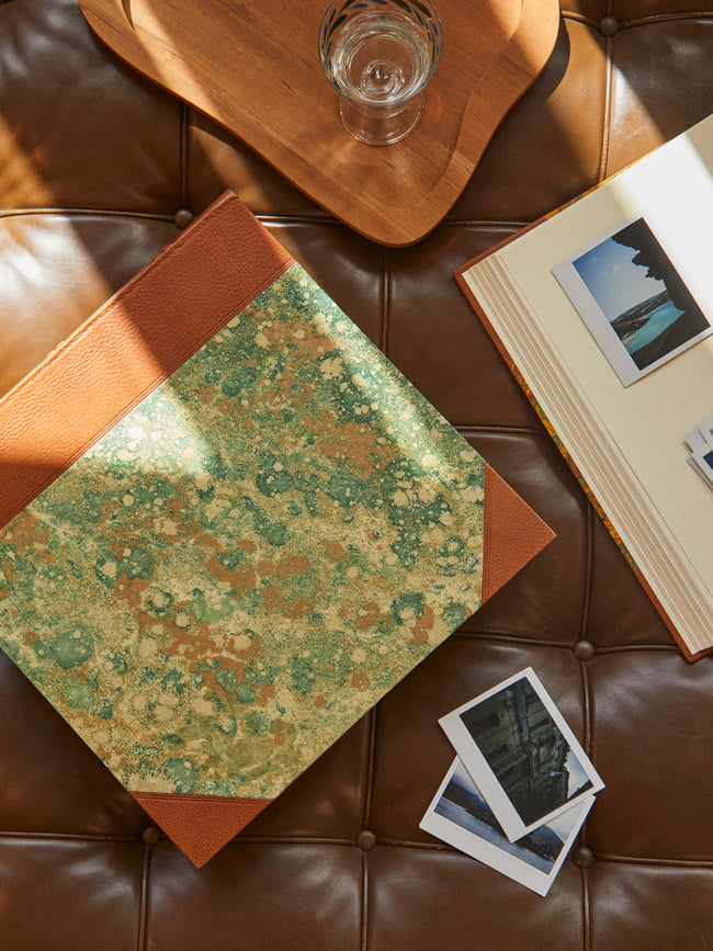 Giannini Firenze - Hand Marbled Leather Bound Photo Album - Light Green - ABASK