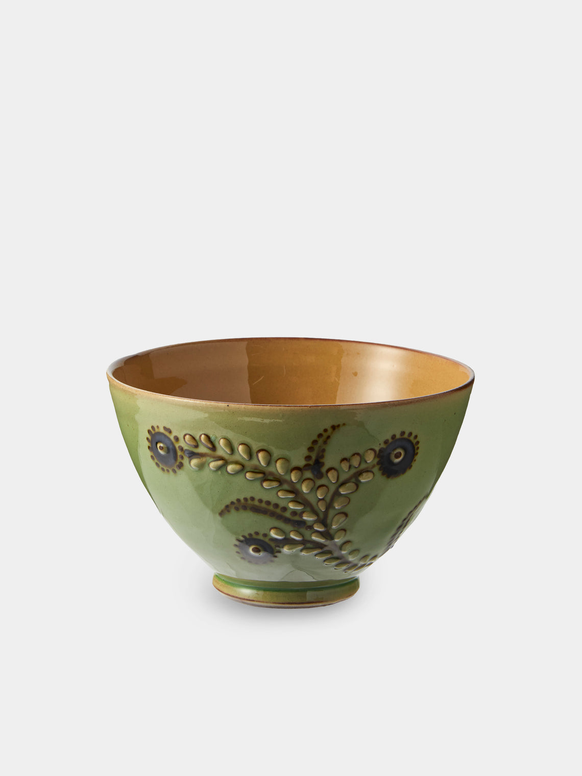 Poterie d’Évires - Flowers Hand-Painted Ceramic Small Bowls (Set of 4) - Green - ABASK