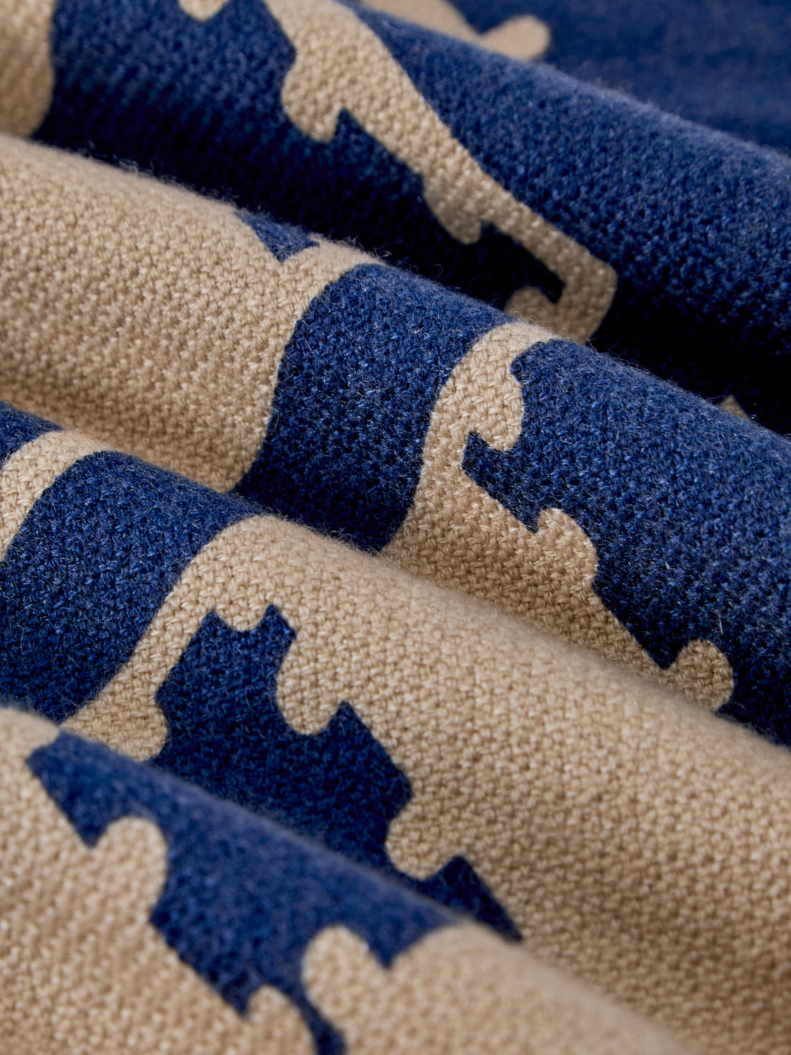 Saved NY - Blockprint Cashmere Throw (79in/2m) - Blue - ABASK