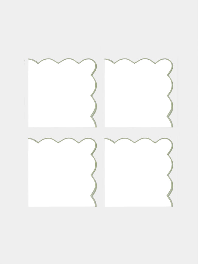 Angela Wickstead - Diletta Scalloped Linen Napkins (Set of 4) - Light green - ABASK - 