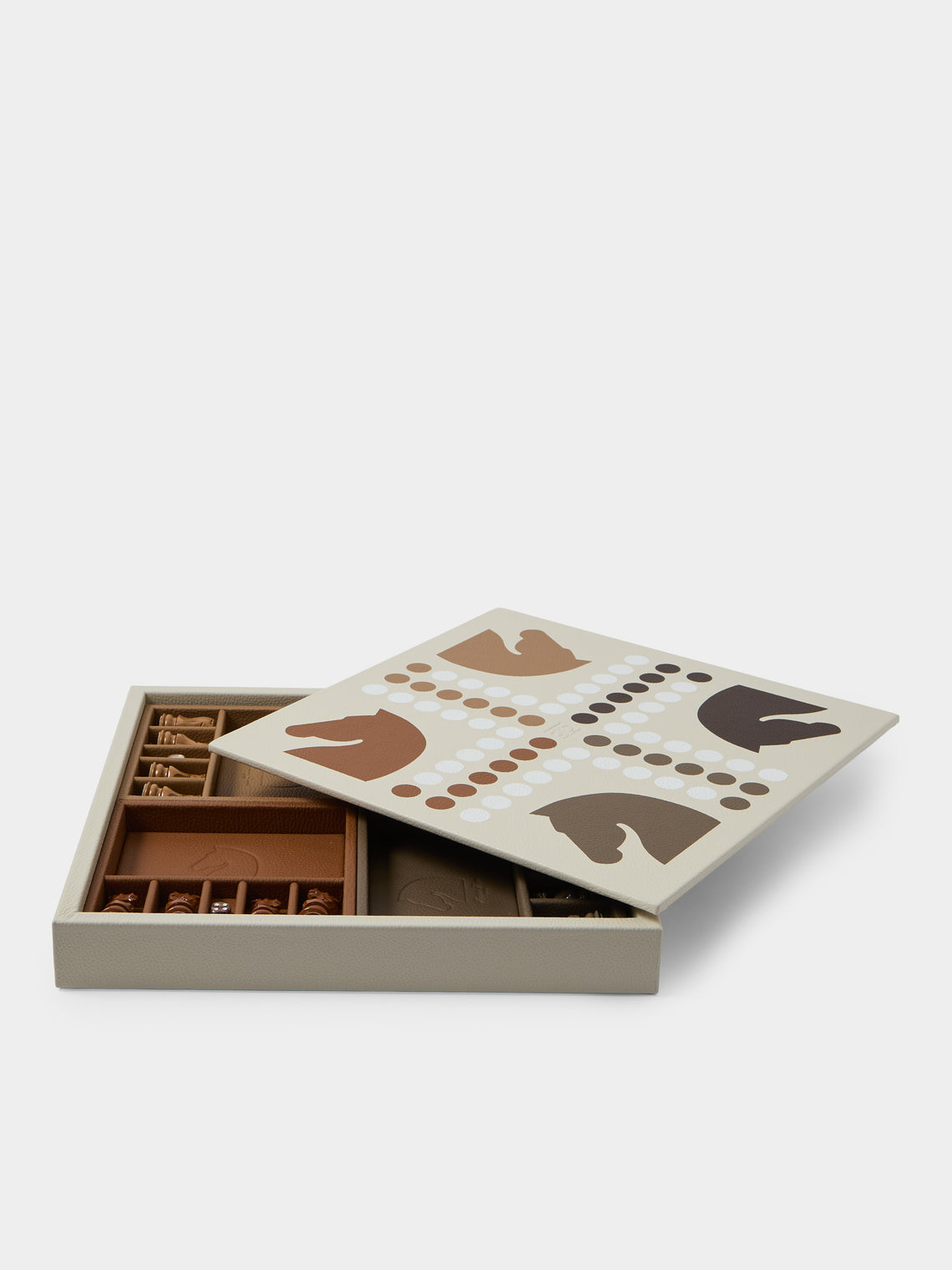 Hector Saxe - Leather Ludo Set - Cream - ABASK