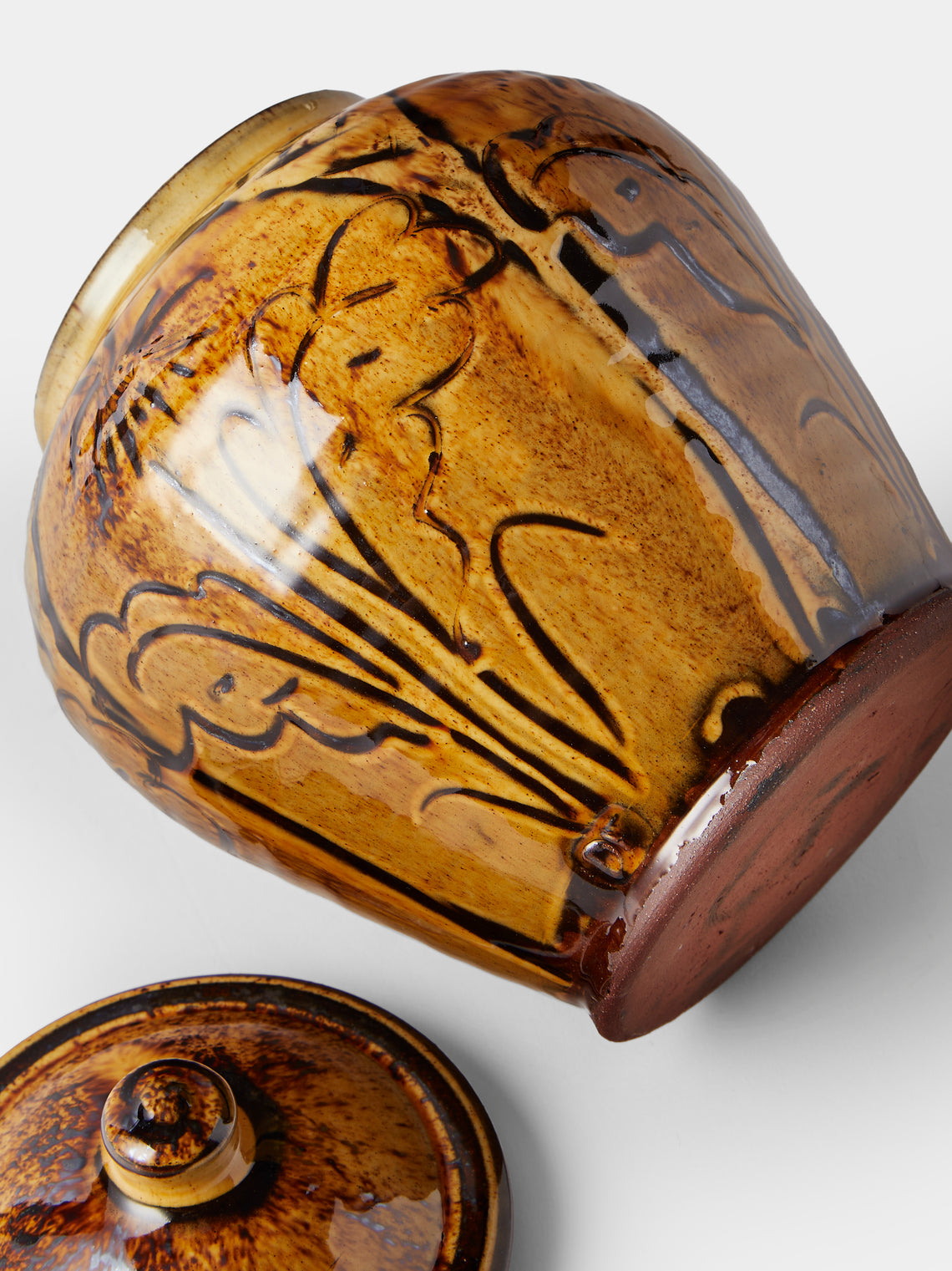 Fitch & McAndrew - Dandelion Slipware Medium Lidded Jar - Orange - ABASK