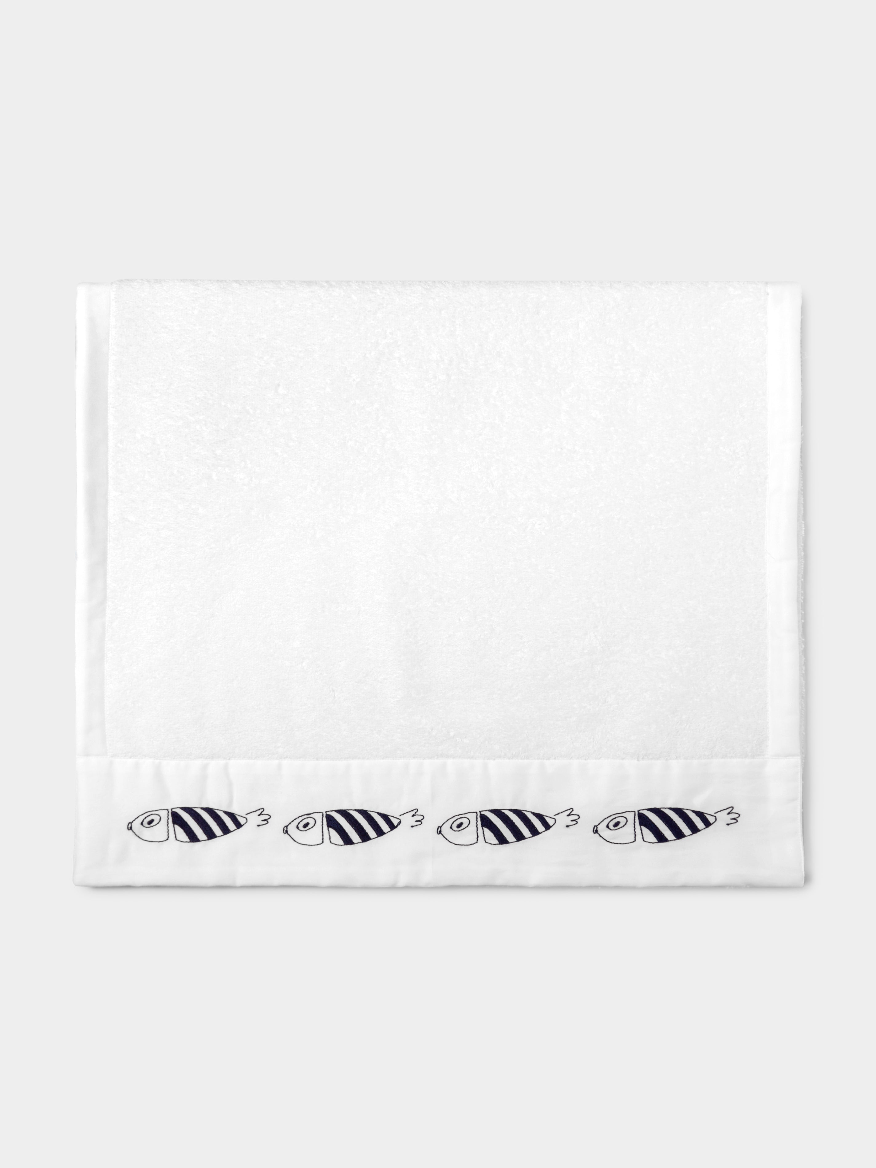 Striped Fish Hand-Embroidered Cotton Hand Towel