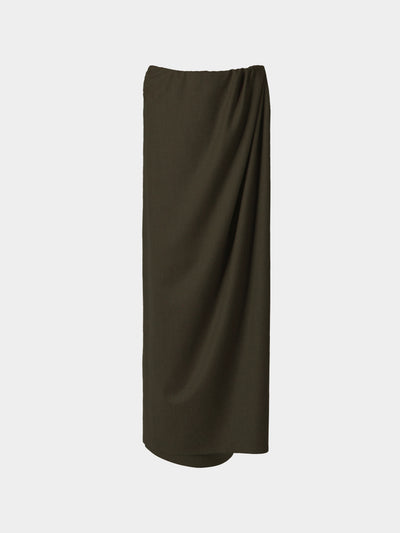 Dusan - Wool Long Sarong Skirt - Dark Green - ABASK - 