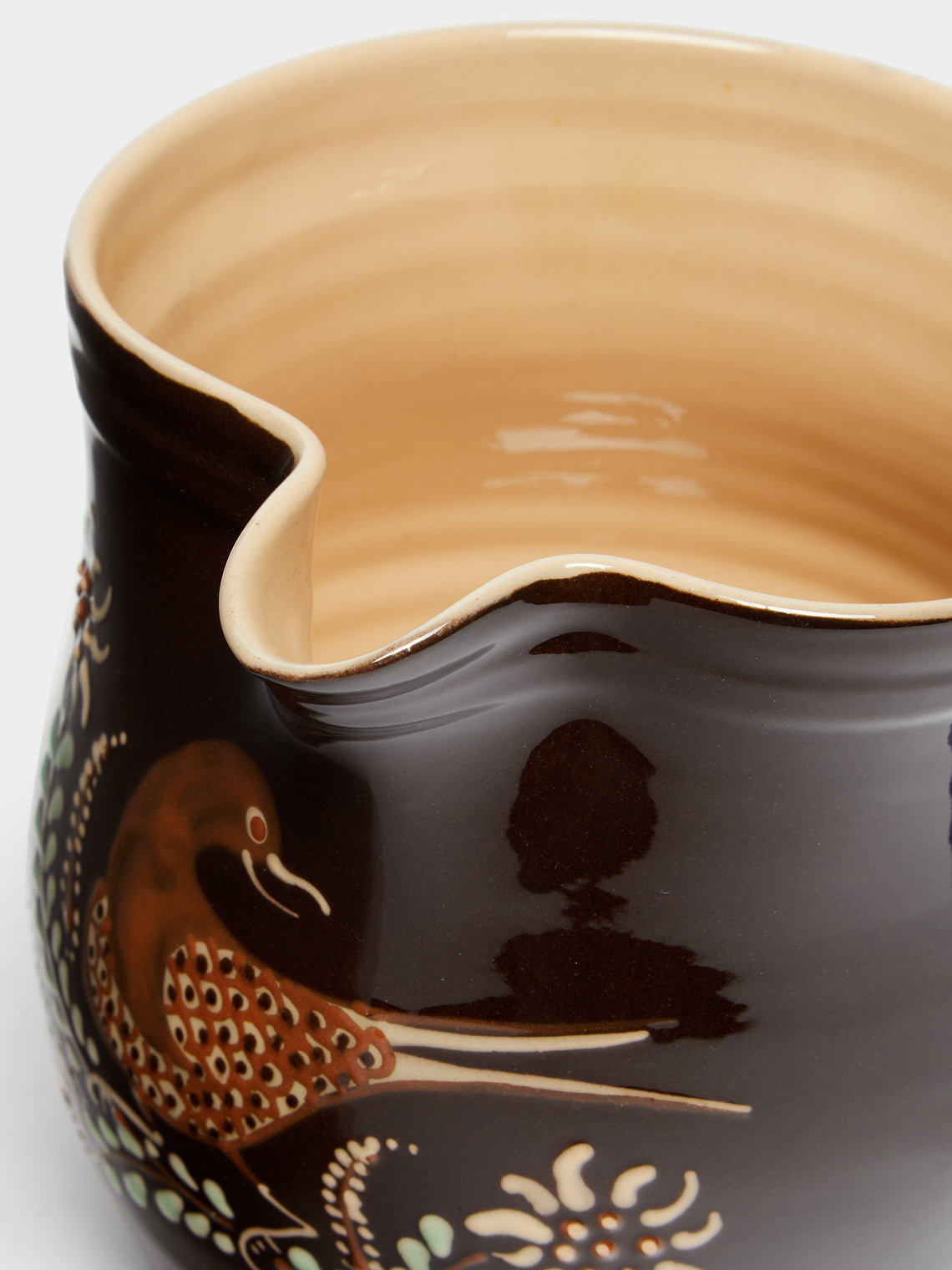 Birds Hand-Painted Ceramic Rounded Jug