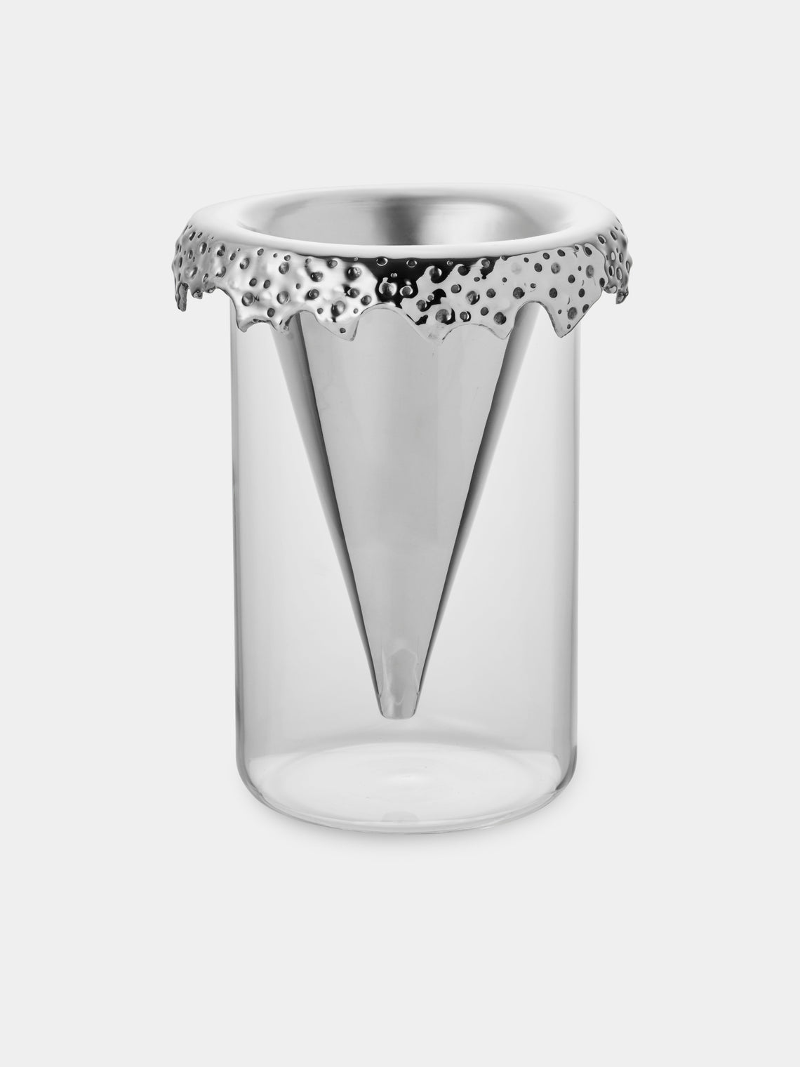 San Lorenzo - 1997 Afra and Tobia Scarpa Pure Silver and Glass Vase (8in/20.5cm) - Silver - ABASK - 