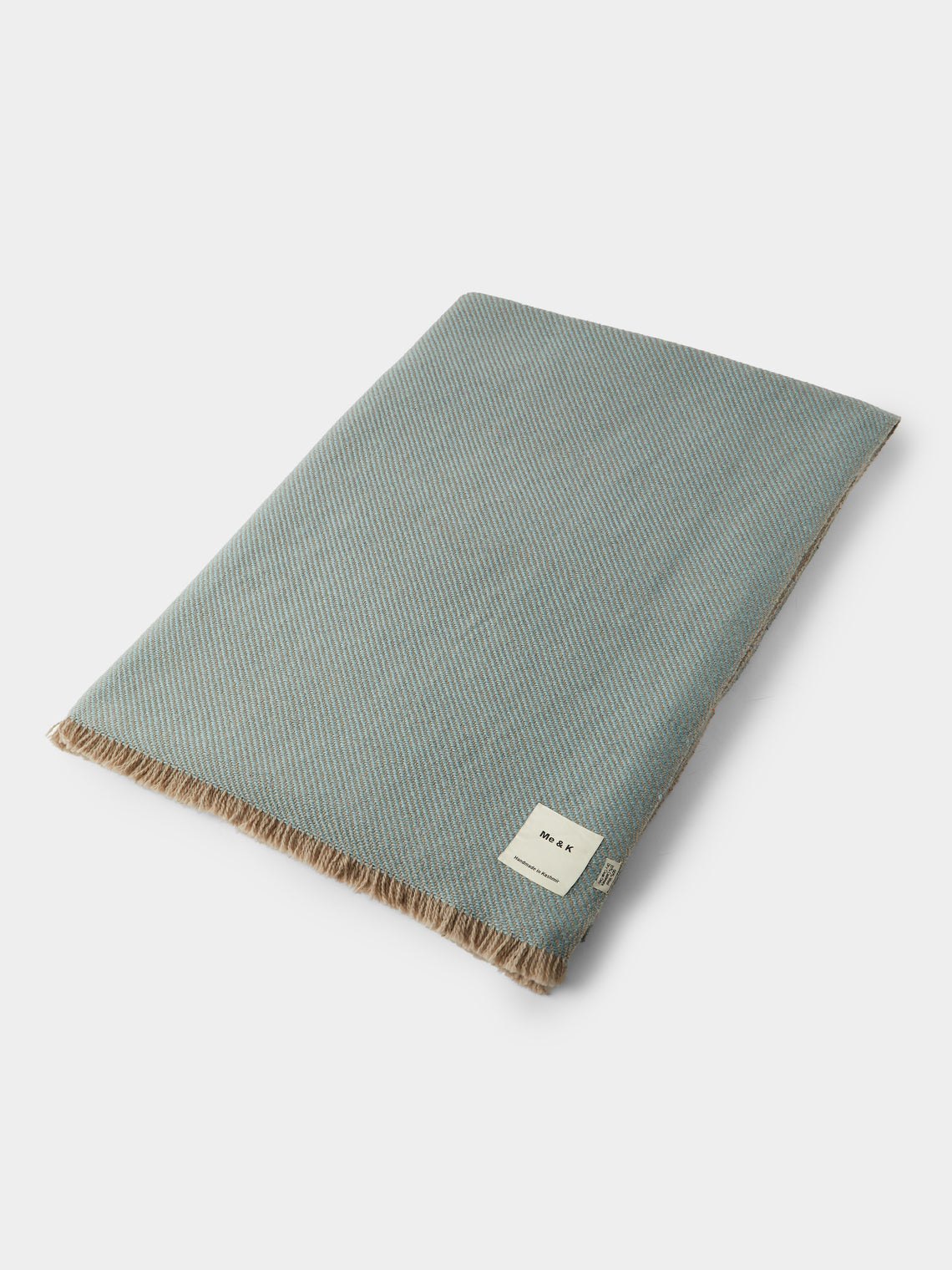 Me & K - Reversible Merino Wool and Cashmere King-Size Blanket (106in/2.7m) - Blue - ABASK