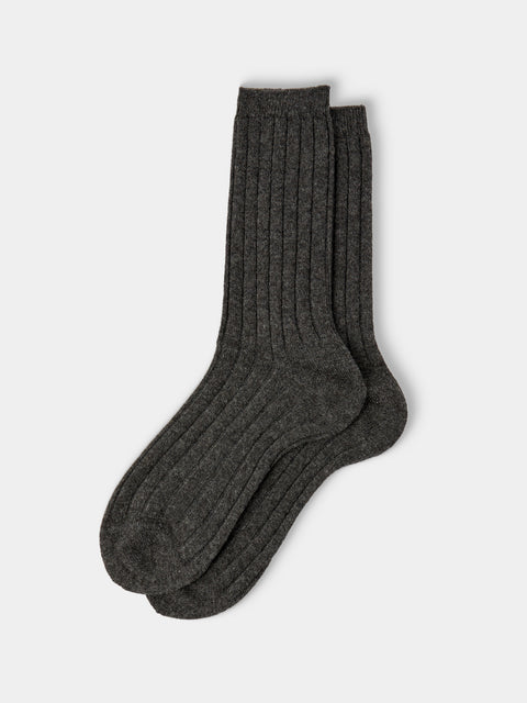 Maria La Rosa - Women's Ribbed Wool-Blend Socks | One Size - Gray - ABASK - 
