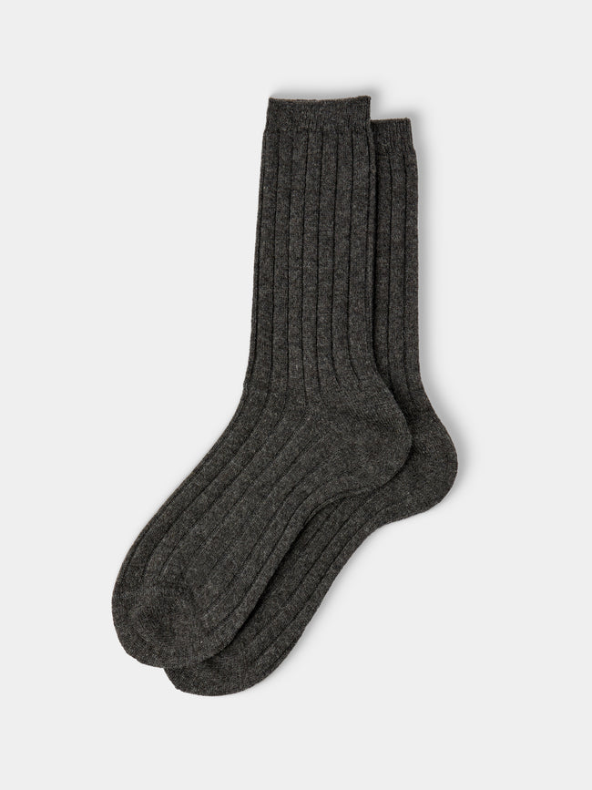 Maria La Rosa - Women's Ribbed Wool-Blend Socks | One Size - Gray - ABASK - 