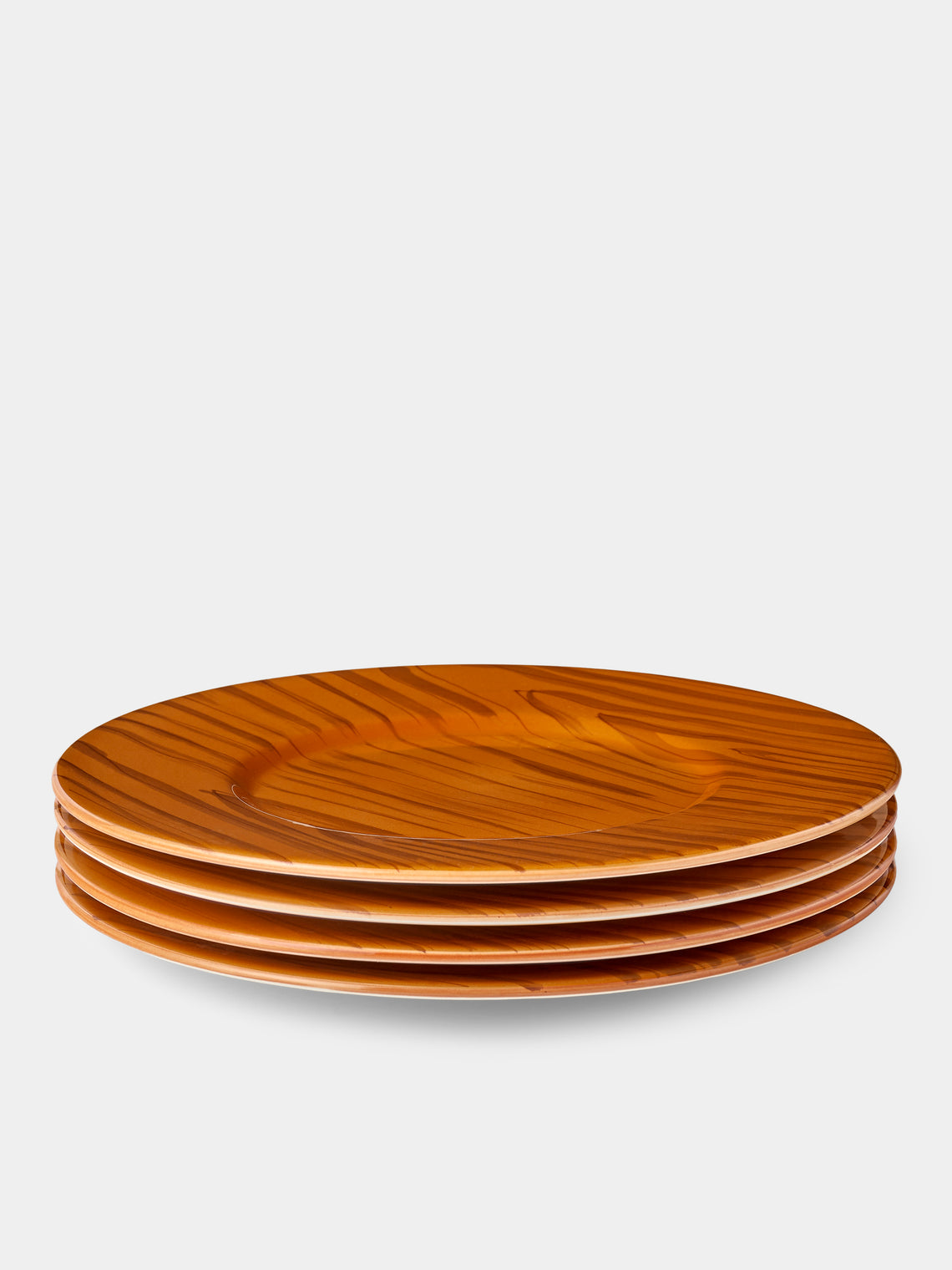 Este Ceramiche - Faux Bois Ceramic Charger Plates – 12.5in/32cm (Set of 4) - Brown - ABASK