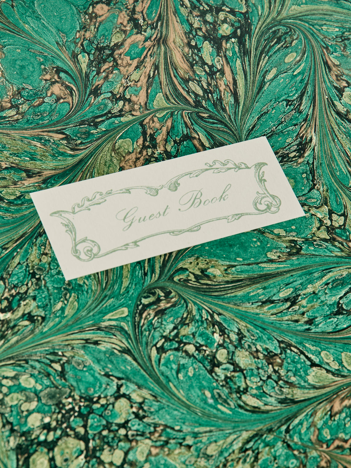 Giannini Firenze - Hand-Marbled Guest Book - Green - ABASK
