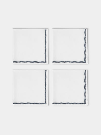 Chamois - Embroidered Linen Napkins (Set of 4) - White - ABASK - 