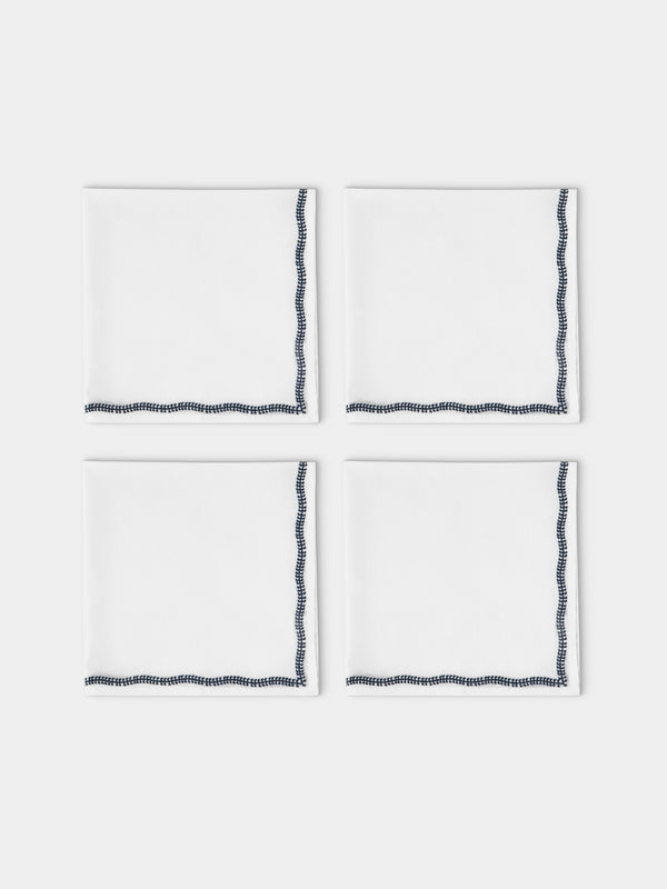 Chamois - Embroidered Linen Napkins (Set of 4) - White - ABASK - 