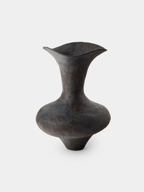 By Raffaella - Giulietta Hand-Coiled Stoneware Vase (10in/25cm) - Black - ABASK - 