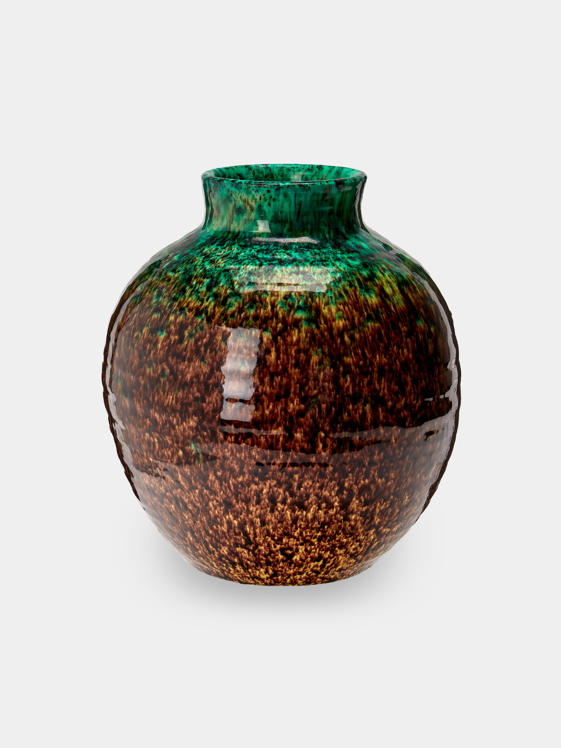 Antique and Vintage - 1950s Accolay Ceramic Vase (9in/23cm) - Green - ABASK - 