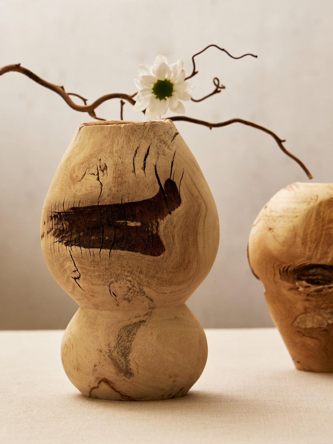 Thursday Furniture - Hand-Turned Fig Vase (9in/23cm) - Natural - ABASK