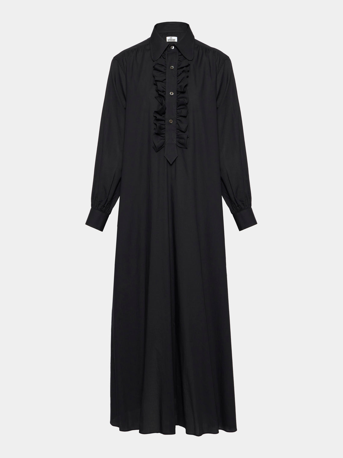 Sebline - Women's Ruffle Cotton Shirt Dress | Size: XS - White - ABASK - 