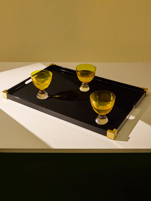 The Lacquer Company - Corners Lacquered Large Tray - Black - ABASK