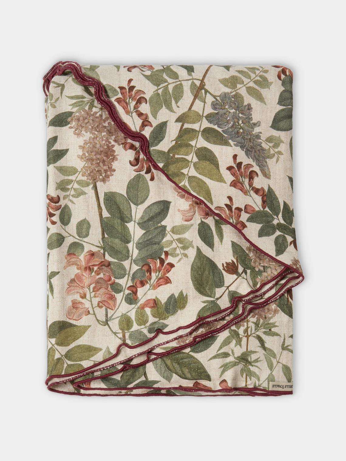 Borgo delle Tovaglie - Filo Sottobosco Embroidered Linen Round Tablecloth (86.5in/2.2m) - Green - ABASK