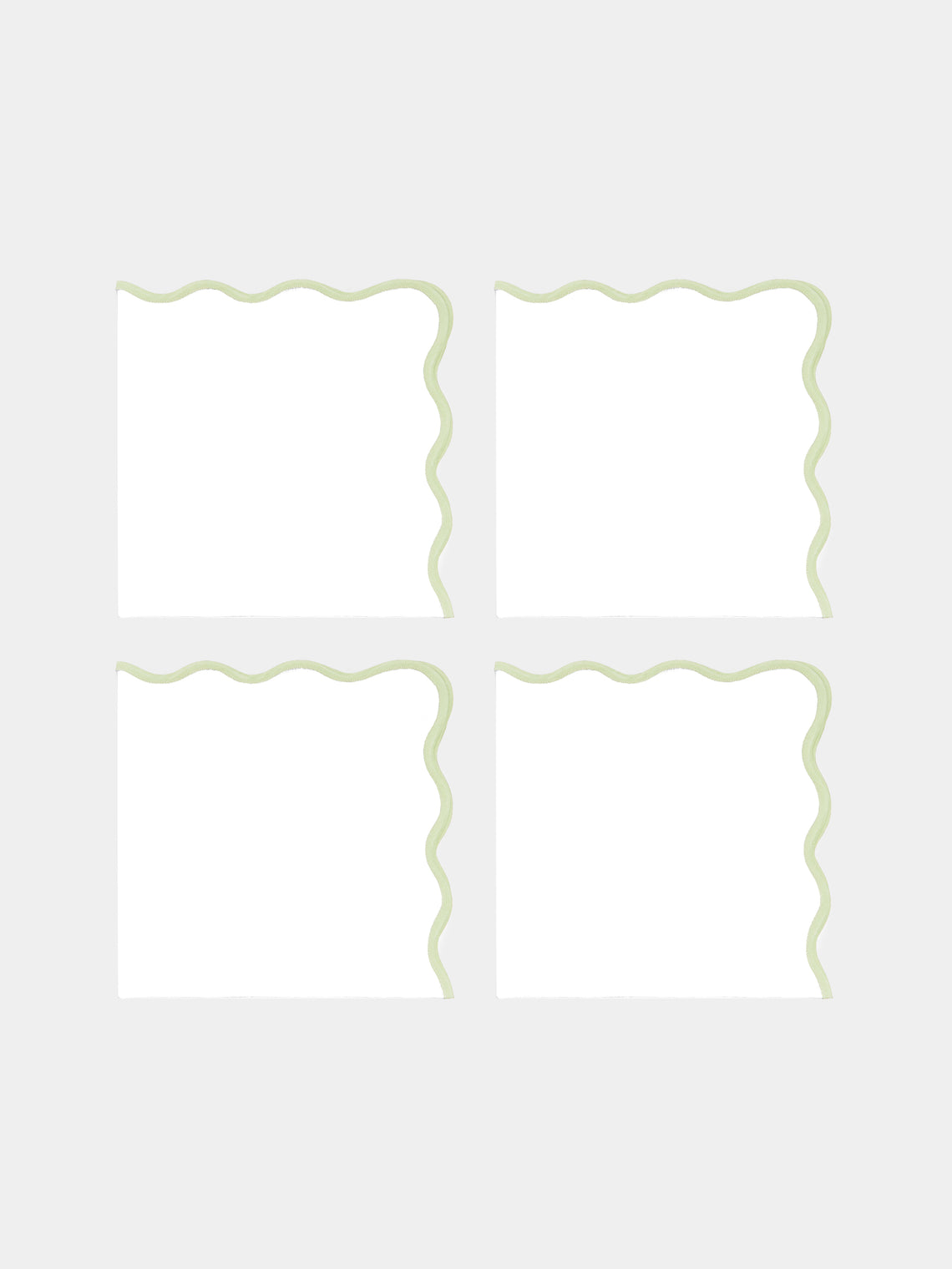 Angela Wickstead - Chiara Scalloped Linen Napkins (Set of 4) - Light green - ABASK - 