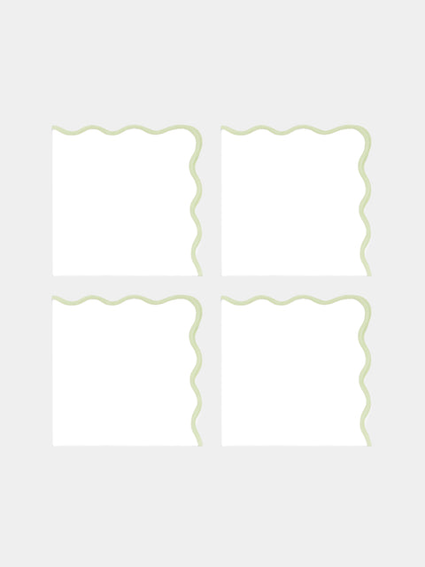 Angela Wickstead - Chiara Scalloped Linen Napkins (Set of 4) - Light green - ABASK - 