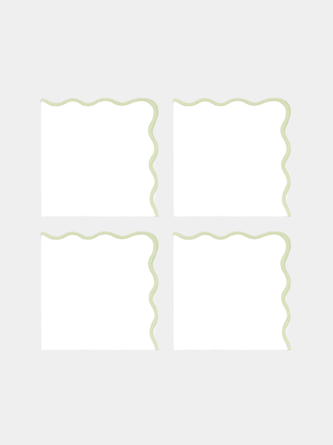 Angela Wickstead - Chiara Scalloped Linen Napkins (Set of 4) - Light green - ABASK - 