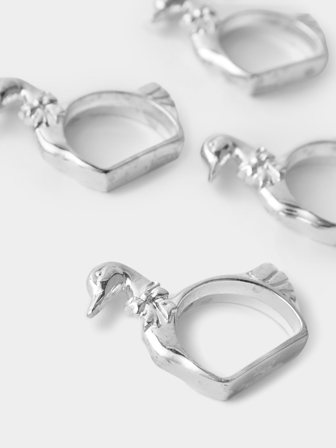 Antique and Vintage - 1980s Duck Silver-Plated Napkin Rings (Set of 4) - Silver - ABASK