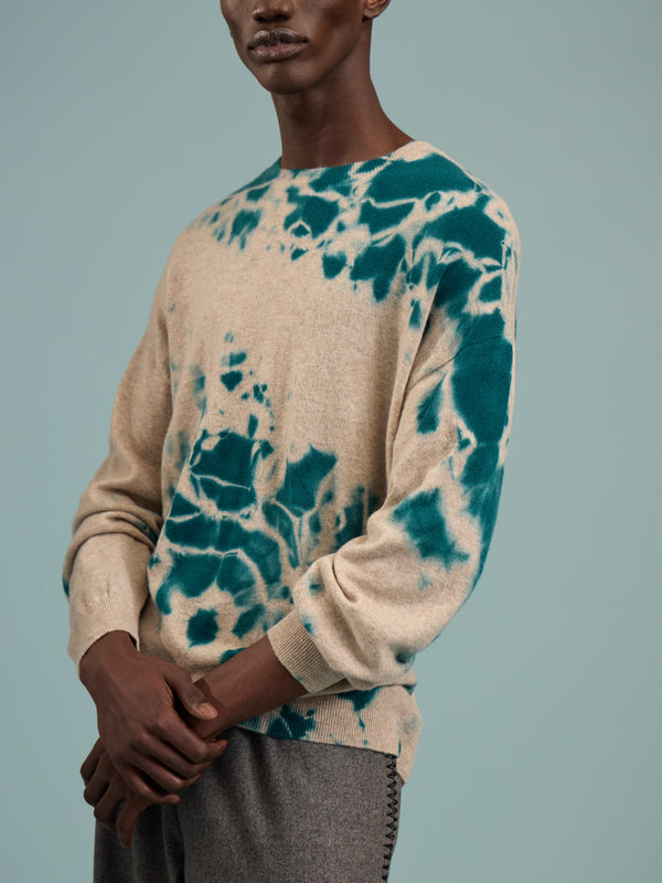 Suzusan - Shibori Cashmere Seamless Sweater | Size: L - Teal - ABASK