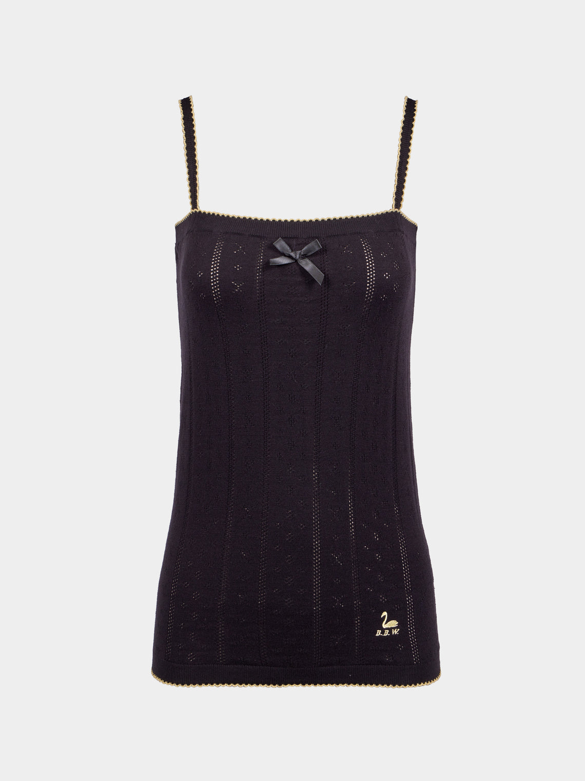 B.B. Wallace - Chicago Cotton Pointelle Camisole Top | Size: S - Black - ABASK - 