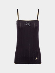 B.B. Wallace - Chicago Cotton Pointelle Camisole Top | Size: S - Black - ABASK - 