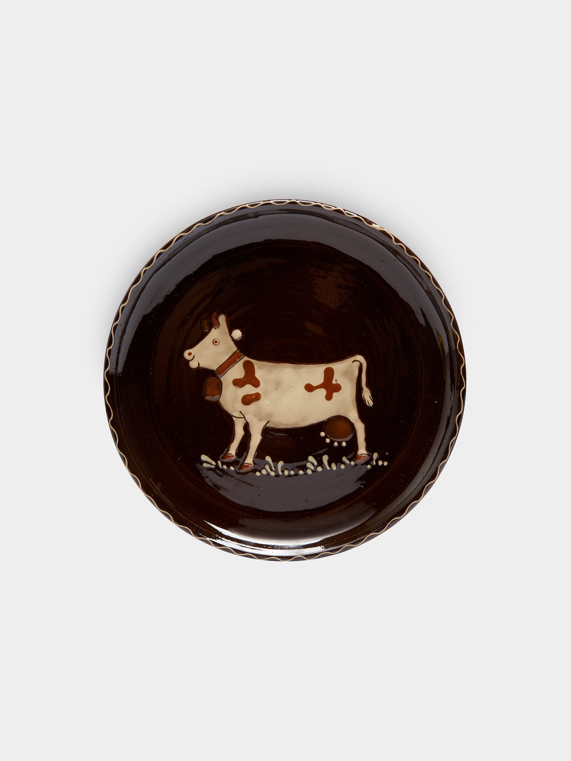 Poterie d’Évires - Cows Hand-Painted Ceramic Large Butter Dish -  - ABASK