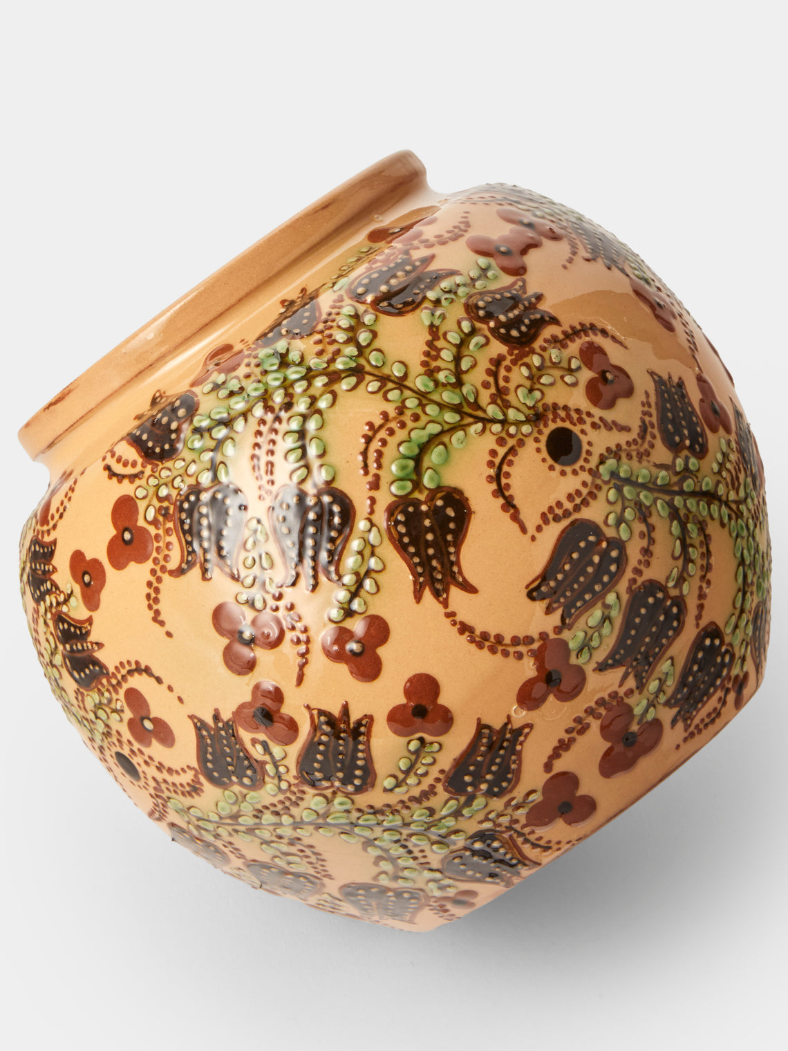 Poterie d’Évires - Flowers Hand-Painted Ceramic Vase (7in/18cm) - Cream - ABASK