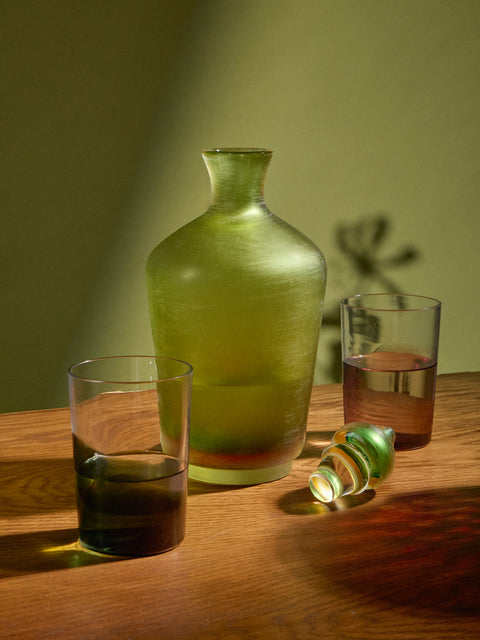 Venini - 1956 Paolo Venini Incise Murano Glass Bottle - Green - ABASK