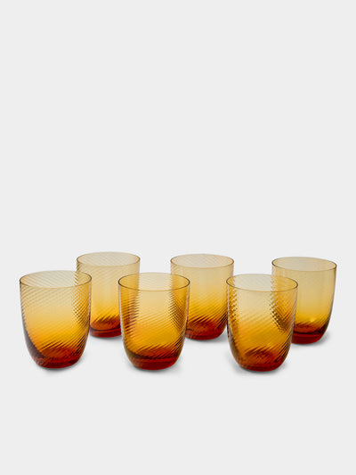 NasonMoretti - | Set of 6 | Idra Hand-Blown Murano Water Glasses - Yellow - ABASK - 